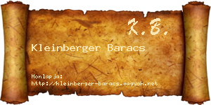 Kleinberger Baracs névjegykártya